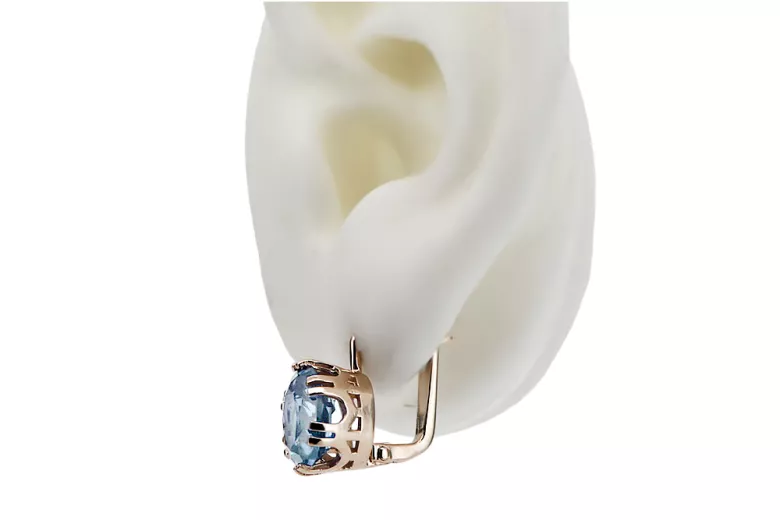 Σκουλαρίκια Vintage Aquamarine από ροζ χρυσό 14 καρατίων vec016r